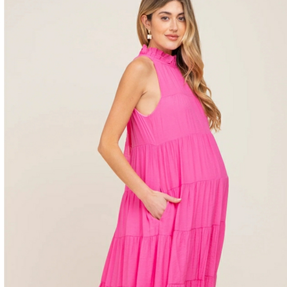 Pinkblush Maternity Dress Pink Maxi Tiered